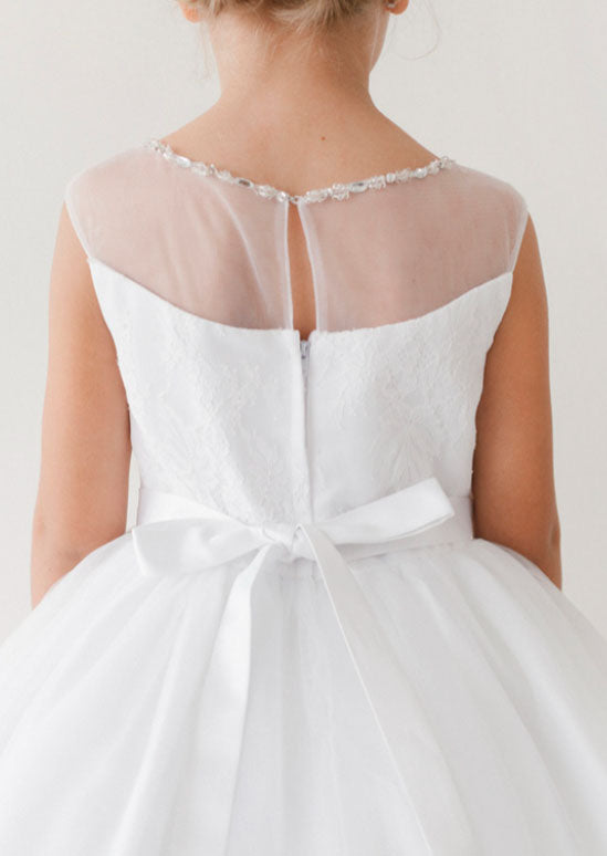 Trudy Dress White / Rhinestone Sash