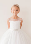Trudy Dress White / Rhinestone Sash