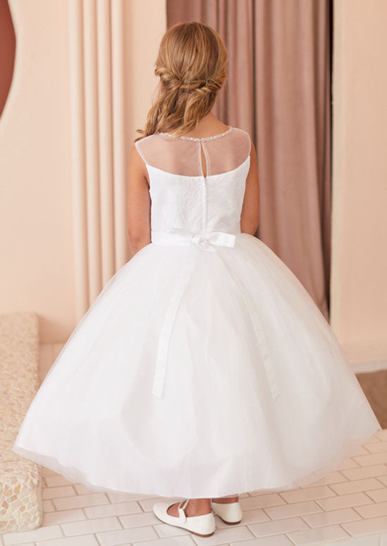 Trudy Dress White / Rhinestone Sash