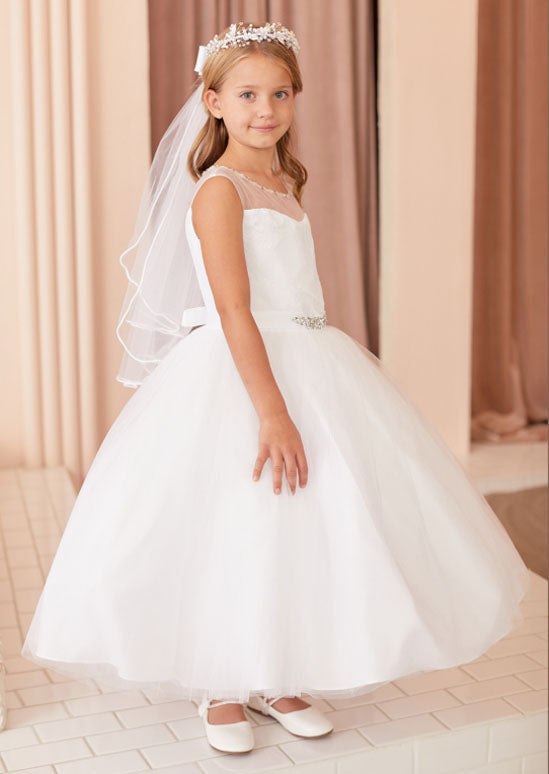 Trudy Dress White / Rhinestone Sash