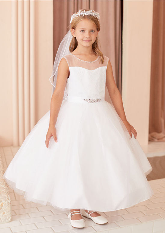 Trudy Dress White / Rhinestone Sash