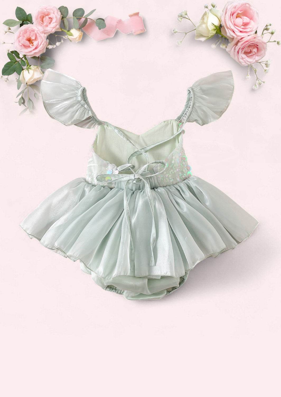 Whimsy Sequin Party Dress in Sage