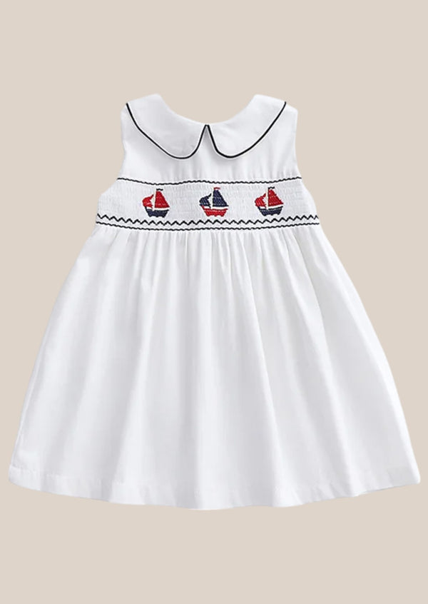 toddle girl sailboats smocked dress