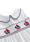 Classic White Sail Boat Smocked Dress