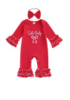 Santa Baby Long Sleeve Romper & Bow Set || Red White