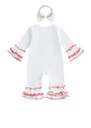 Santa Baby Long Sleeve Romper & Bow Set || Red White