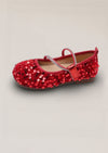 Sara Sequin Flats in Red