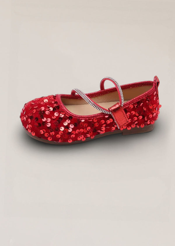 Sara Sequin Flats in Red
