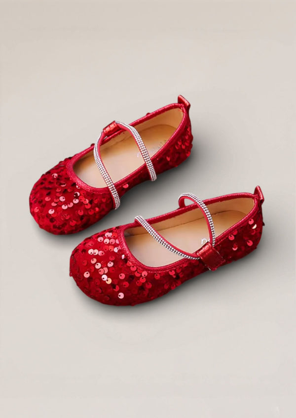 Sara Sequin Flats in Red