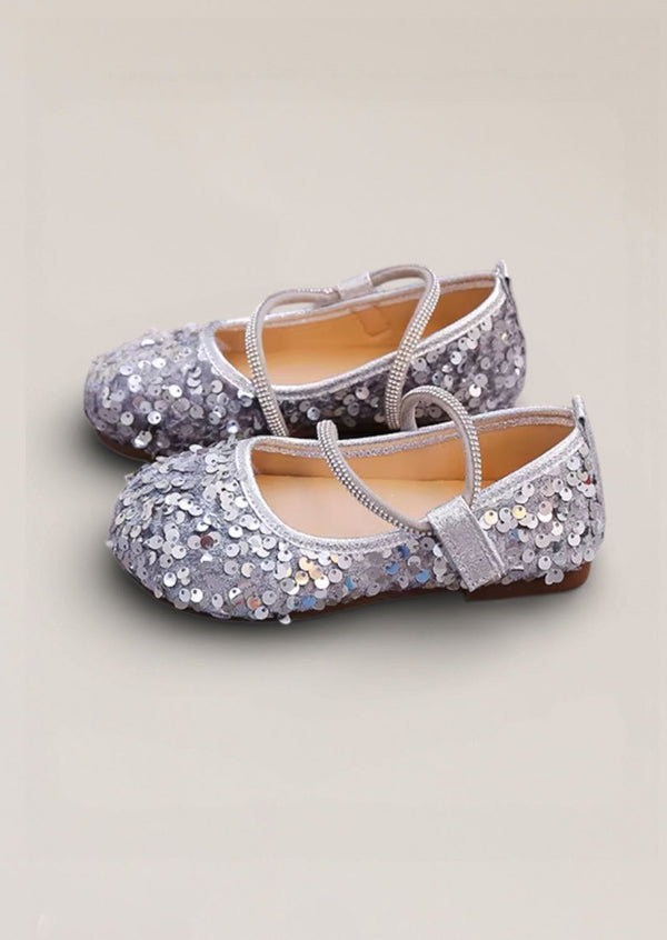 Sara Sequin Flats in Silver