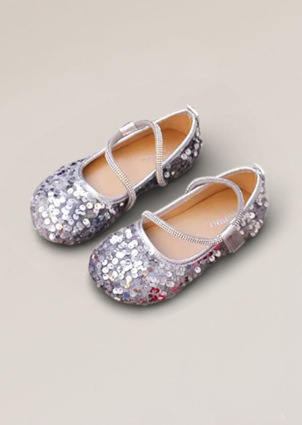 Sara Sequin Flats in Silver