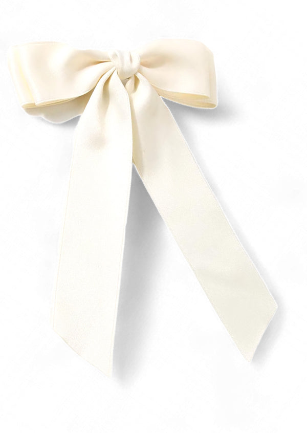 Girls Satin Ribbon Bow Ivory