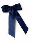 Girls Double Bow Satin Hair bow Navy