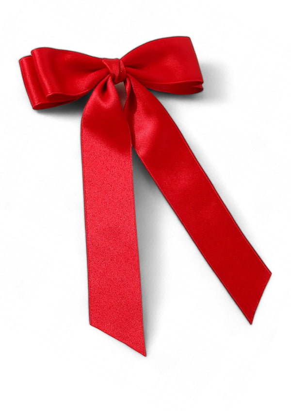 Girls Satin Ribbon Hair Bow Clip in Red