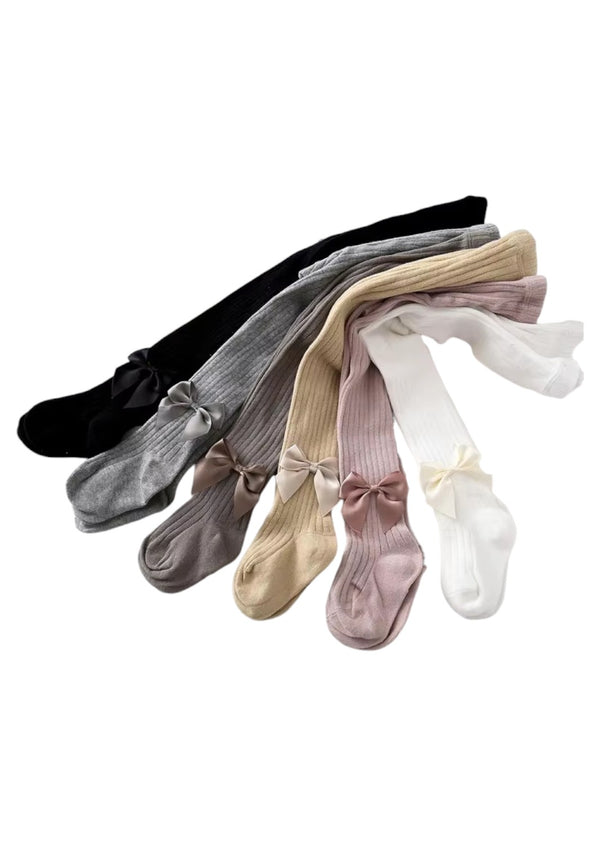 Toddler & Girls Satin Ribbon Bow Tights