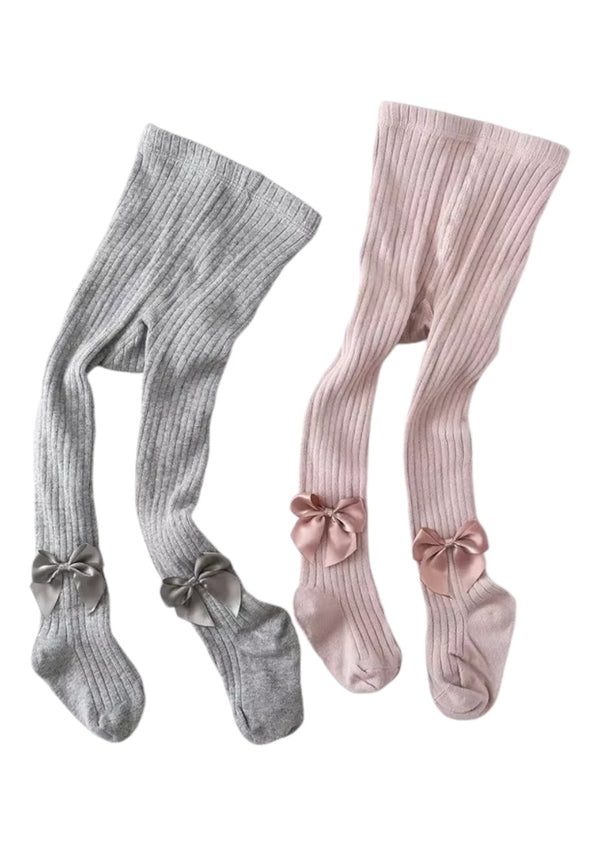 Baby & Girls Satin Ribbon Bow Tights