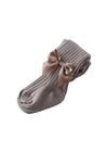 kids Girls ribbon bow tights in coffee