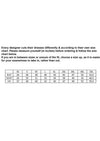 Size chart for dresses with measurements in inches.