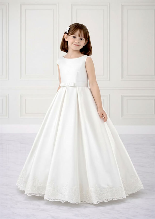 White First Communion Dress for Girls | Elegant Sleeveless Gown