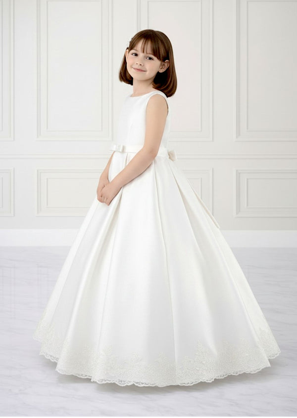White First Communion Dress for Girls | Elegant Sleeveless Gown