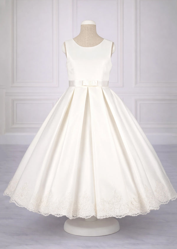 White First Communion Dress for Girls | Elegant Sleeveless Gown