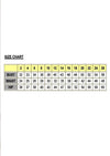Size chart for bust, waist, and hip measurements on a white background
