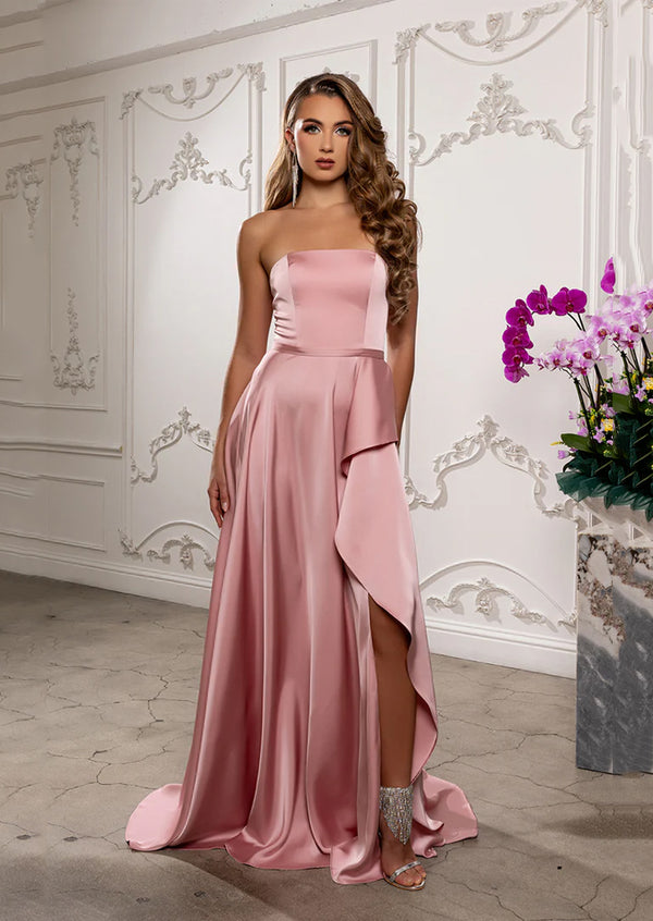 Dusty Rose Satin Formal Gown