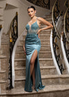 Satin Mermaid Gown in Seamist