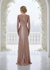 Rose Stretch Satin & Lace Mother‑of‑the‑Bride Gown | Beaded Appliqué