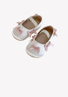 Satin Baby Shoes with Bows in White