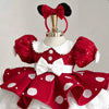 Ruby Mouse Sparkle Dress – Red Dot Satin & Sequin Girl’s Costume Dress