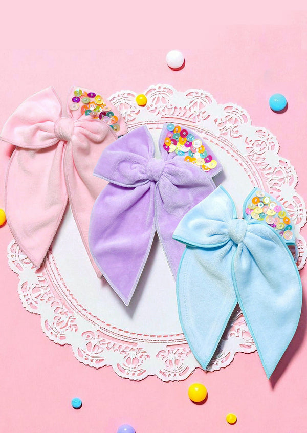Velvet Sequin Fable Bows || Several Colors
