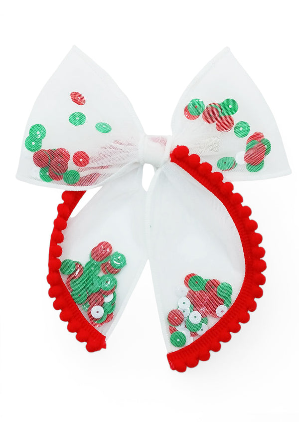 Girls Red Green Christmas Shaker Hair Bow