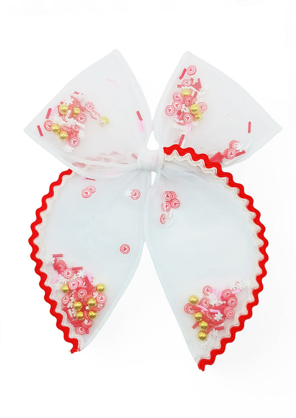 Toddler Girl Red Heart Candy Shaker Bow