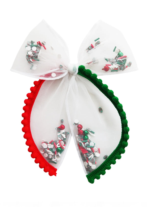 Toddler Girl Red Green Christmas Shaker Bow