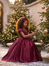 Viana Gown Deep Red Satin Flower Girl Dress | Girls Christmas Dresses