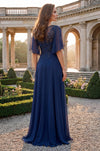 Illusion Neckline Chiffon Gown – Beaded Lace Mother of Bride Dress