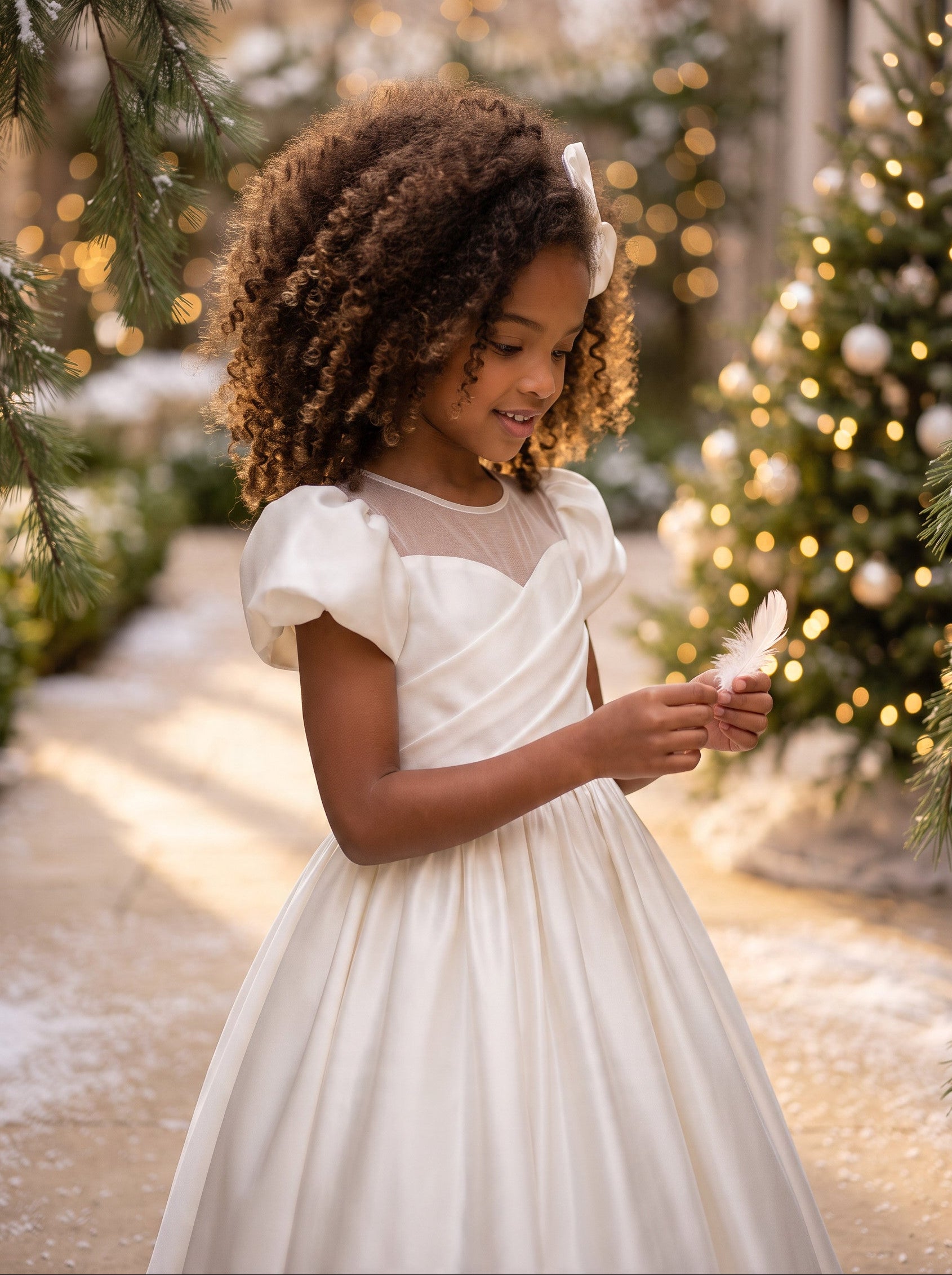 Viana Gown White Satin Flower Girl Dress | Flower Girl Dresses