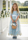 Light Blue Floral Flower Girl Dress - Flower Girl Dresses