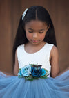 Custom Bridal Flower Girl Rose Sash in Dusty Blue