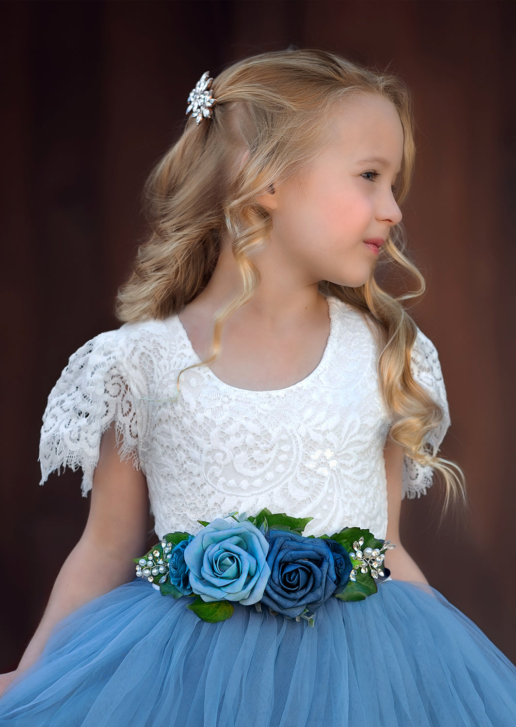 Dusty Blue Bridal Sash for Flower Girl Dresses