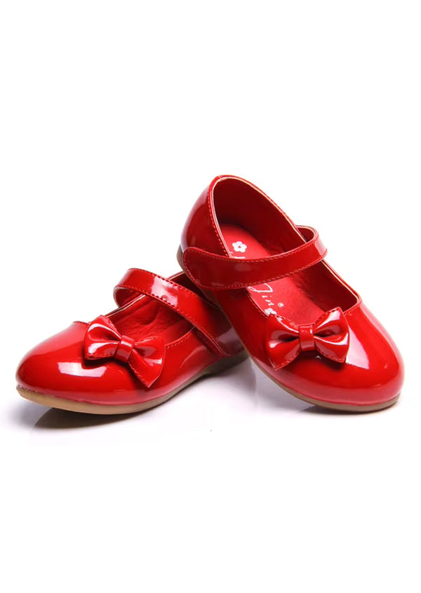 Single Strap Patent Leather Bow Flats