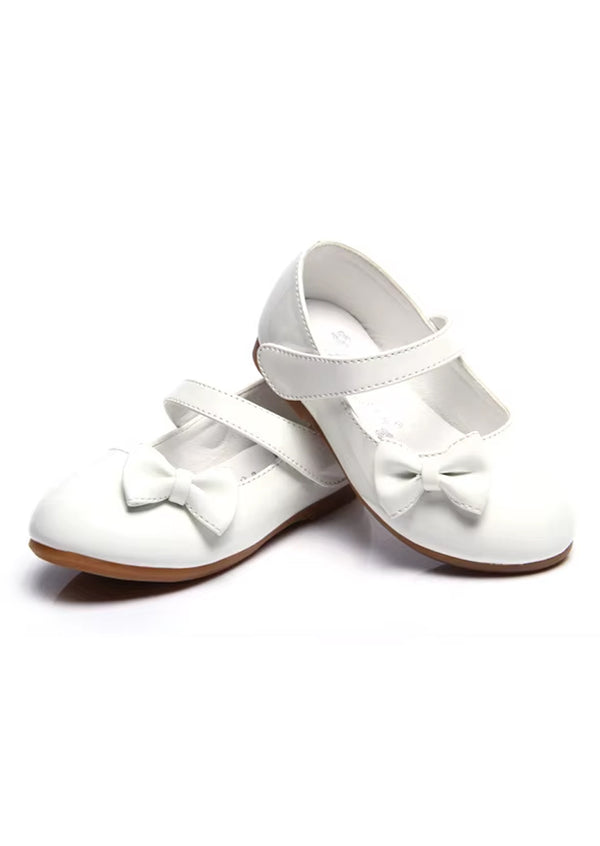 Single Strap Patent Leather Bow Flats