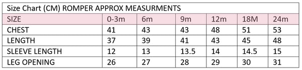 Romper Size Chart
