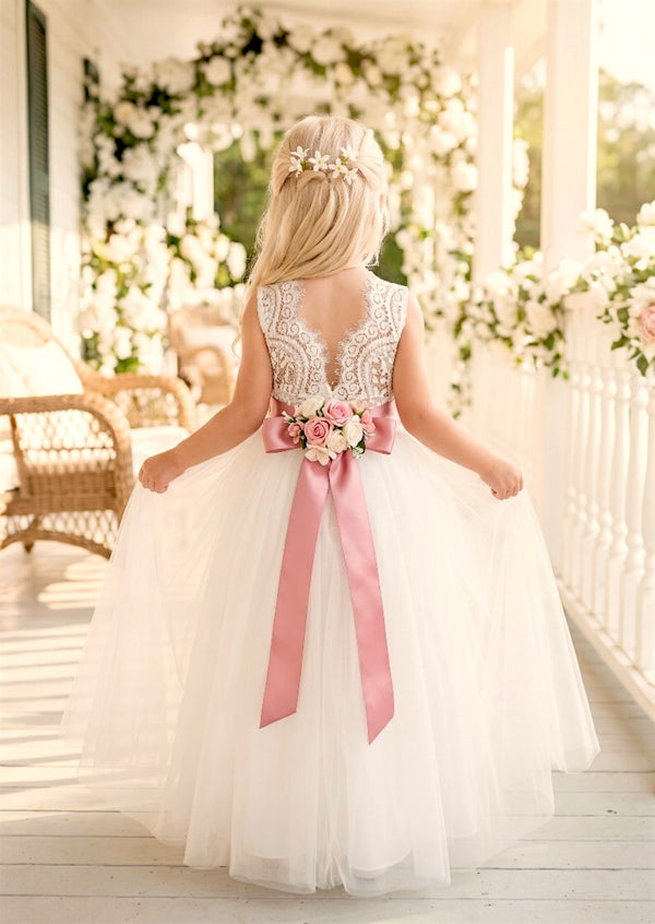 Ivory and White flower girl dresses