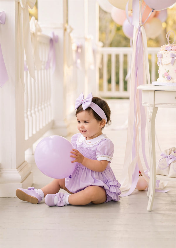 The Juliette Hand-Smocked Cotton Heirloom Romper | Cake Smash Girl