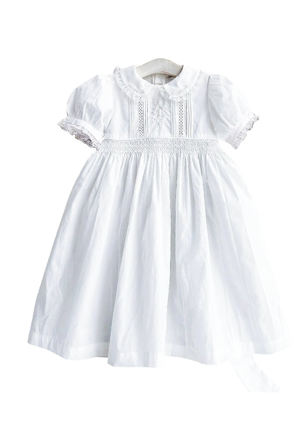 girls Classic White Smocked Dress