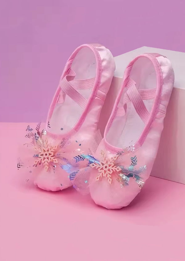 Pink Frosted Snowflake Ballet Slippers