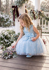 Snowflake Princess Girls Dress in Light Blue | Girls Christmas Dress