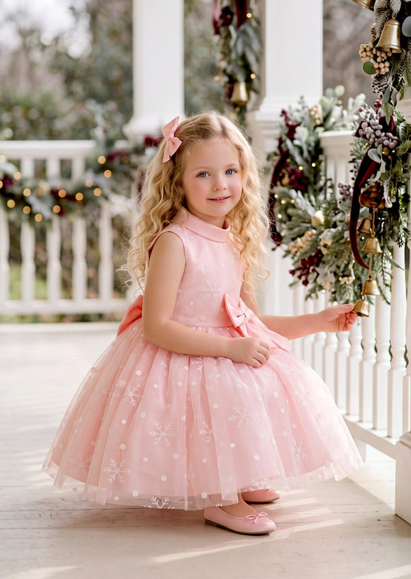 Snowflake Princess Girls Dress in Pink | Girls Christmas Dresses